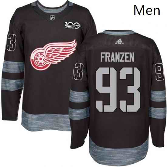 Mens Adidas Detroit Red Wings 93 Johan Franzen Authentic Black 1917 2017 100th Anniversary NHL Jersey